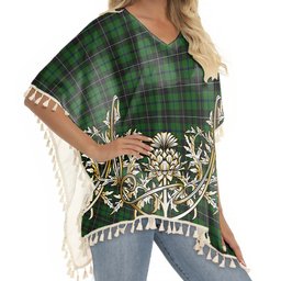ScotsTee Shop Scottish Douglas alternative threadcount Tartan Scotland Royal Golden Thistle Square Fringed Shawl