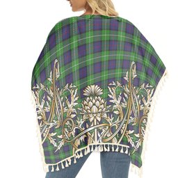 ScotsTee Shop Scottish Davidson of Tulloch Tartan Scotland Royal Golden Thistle Square Fringed Shawl