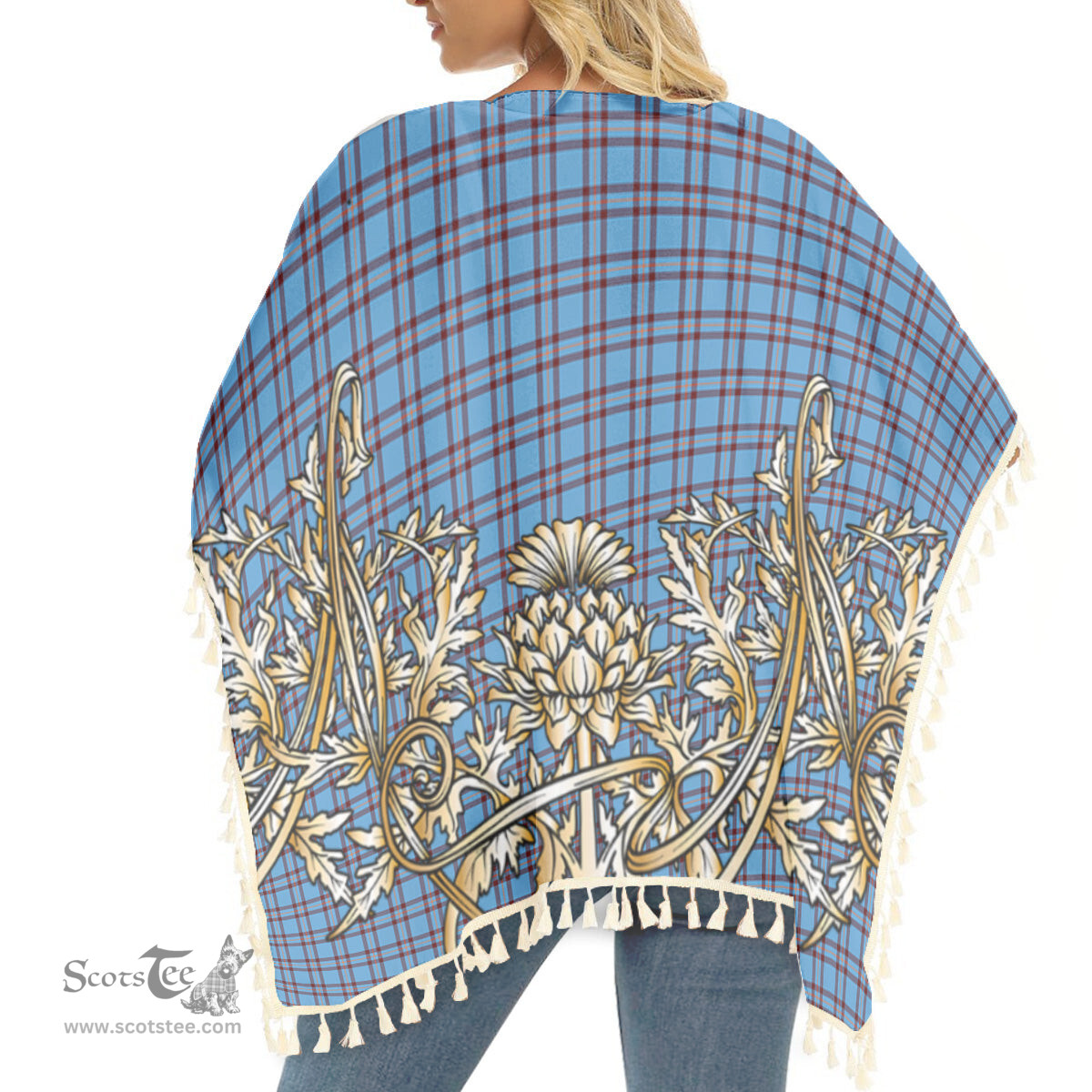 ScotsTee Shop Scottish Elliot Ancient Tartan Scotland Royal Golden Thistle Square Fringed Shawl