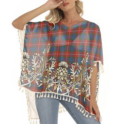 ScotsTee Shop Scottish Fraser Ancient Tartan Scotland Royal Golden Thistle Square Fringed Shawl