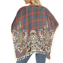 ScotsTee Shop Scottish Fraser Ancient Tartan Scotland Royal Golden Thistle Square Fringed Shawl