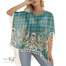 ScotsTee Shop Scottish Fergusson Ancient #2 Tartan Scotland Royal Golden Thistle Square Fringed Shawl