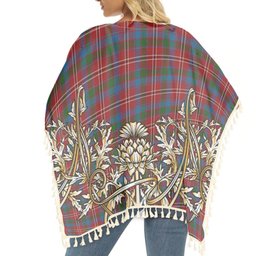 ScotsTee Shop Scottish Fitzgerald Red Tartan Scotland Royal Golden Thistle Square Fringed Shawl
