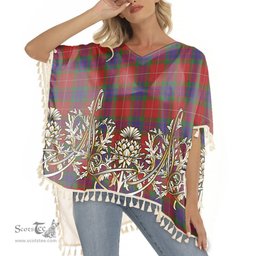 ScotsTee Shop Scottish Fraser Tartan Scotland Royal Golden Thistle Square Fringed Shawl