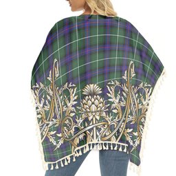 ScotsTee Shop Scottish Donald of the Isles Hunting Modern Tartan Scotland Royal Golden Thistle Square Fringed Shawl