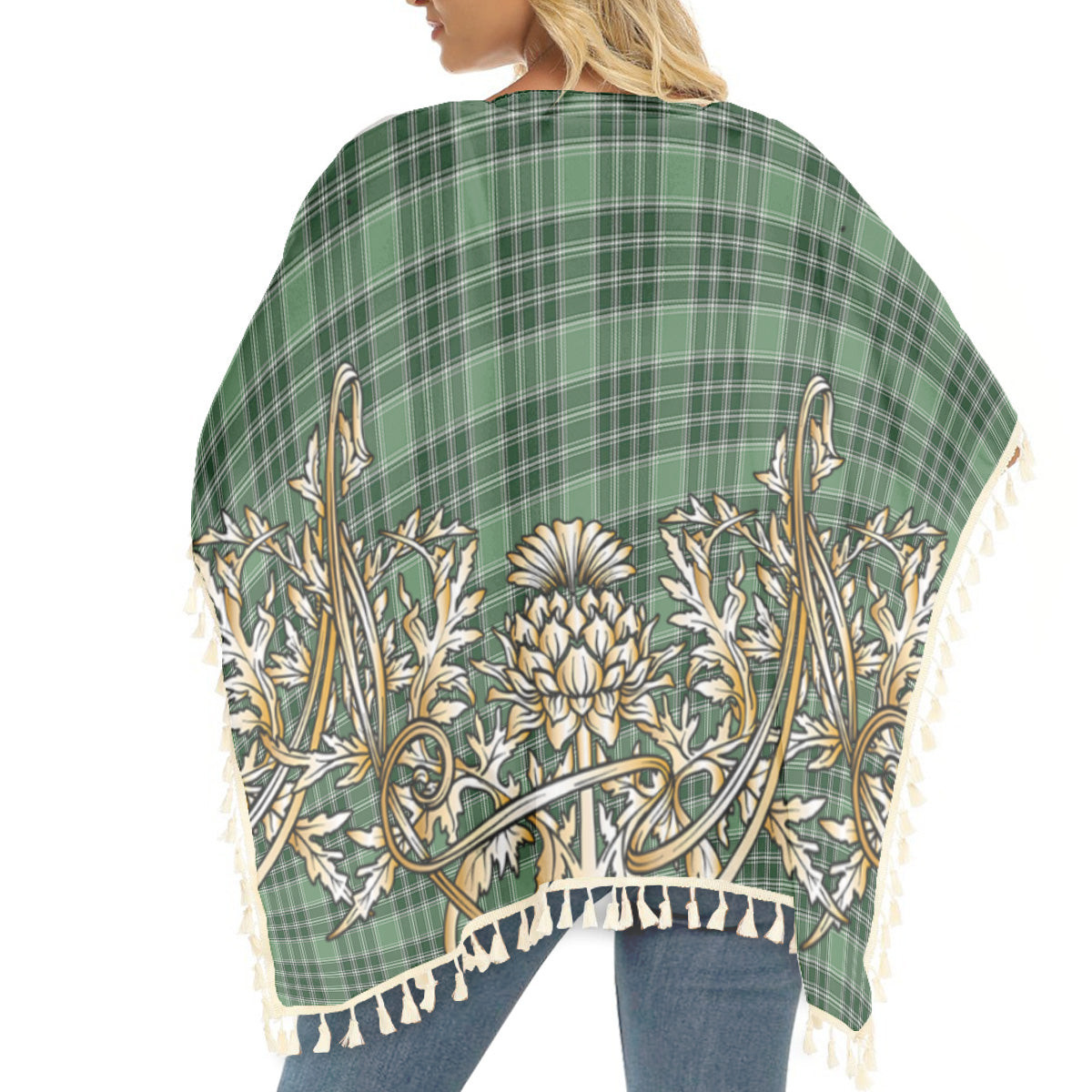 ScotsTee Shop Scottish Donald Lord of the Isles Hunting Tartan Scotland Royal Golden Thistle Square Fringed Shawl