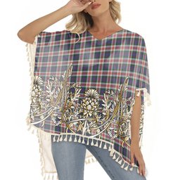 ScotsTee Shop Scottish Fraser Red Dress Tartan Scotland Royal Golden Thistle Square Fringed Shawl