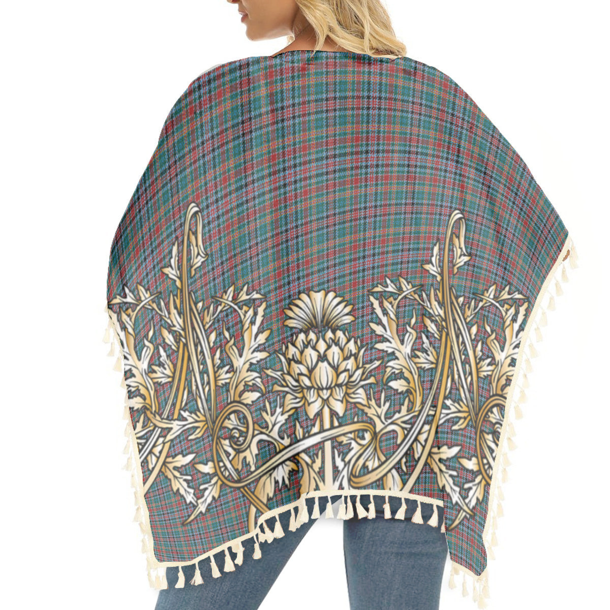 ScotsTee Shop Scottish Galbraith Old Modern Tartan Scotland Royal Golden Thistle Square Fringed Shawl