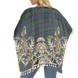 ScotsTee Shop Scottish Ferguson of Balquhidder Tartan Scotland Royal Golden Thistle Square Fringed Shawl