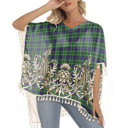 ScotsTee Shop Scottish Duncan Tartan Scotland Royal Golden Thistle Square Fringed Shawl