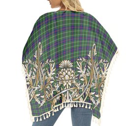 ScotsTee Shop Scottish Duncan Tartan Scotland Royal Golden Thistle Square Fringed Shawl
