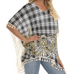 ScotsTee Shop Scottish Douglas Grey Ancient Tartan Scotland Royal Golden Thistle Square Fringed Shawl
