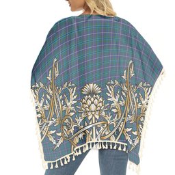 ScotsTee Shop Scottish Douglas SC Tartan Scotland Royal Golden Thistle Square Fringed Shawl