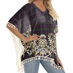 ScotsTee Shop Scottish Donald of Clan Ranald Tartan Scotland Royal Golden Thistle Square Fringed Shawl