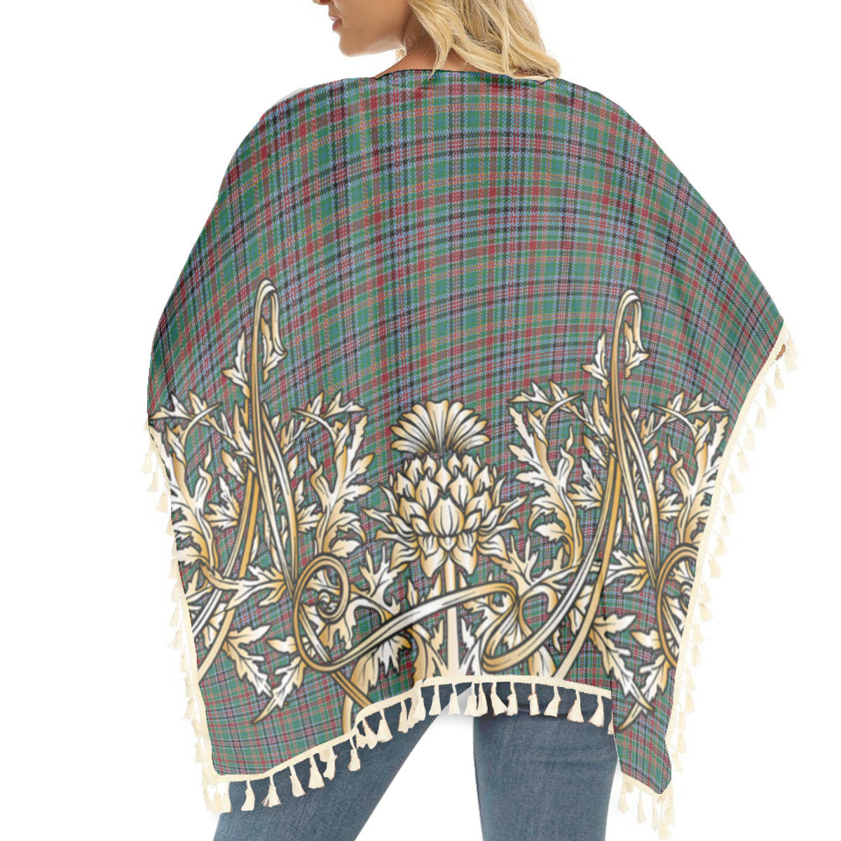 ScotsTee Shop Scottish Galbraith Old Ancient Tartan Scotland Royal Golden Thistle Square Fringed Shawl