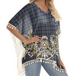 ScotsTee Shop Scottish Fletcher Modern Tartan Scotland Royal Golden Thistle Square Fringed Shawl