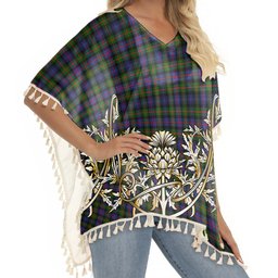 ScotsTee Shop Scottish Fleming Modern SC Tartan Scotland Royal Golden Thistle Square Fringed Shawl