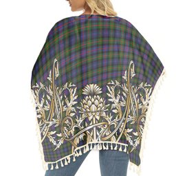 ScotsTee Shop Scottish Fleming Modern SC Tartan Scotland Royal Golden Thistle Square Fringed Shawl