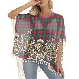 ScotsTee Shop Scottish Fraser of Altyre Modern Tartan Scotland Royal Golden Thistle Square Fringed Shawl