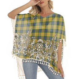ScotsTee Shop Scottish Fraser Yellow Tartan Scotland Royal Golden Thistle Square Fringed Shawl