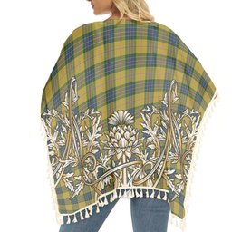 ScotsTee Shop Scottish Fraser Yellow Tartan Scotland Royal Golden Thistle Square Fringed Shawl