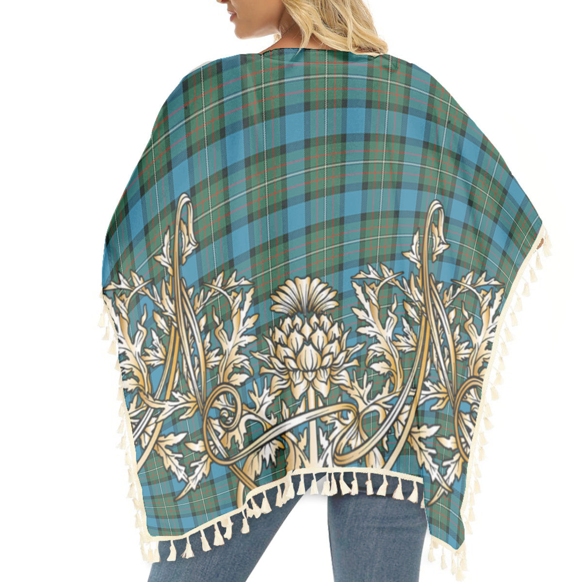 ScotsTee Shop Scottish Ferguson Ancient Tartan Scotland Royal Golden Thistle Square Fringed Shawl