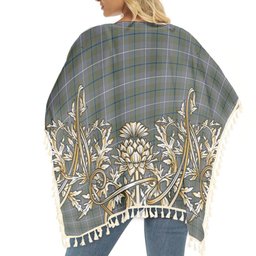 ScotsTee Shop Scottish Douglas Green Ancient Tartan Scotland Royal Golden Thistle Square Fringed Shawl