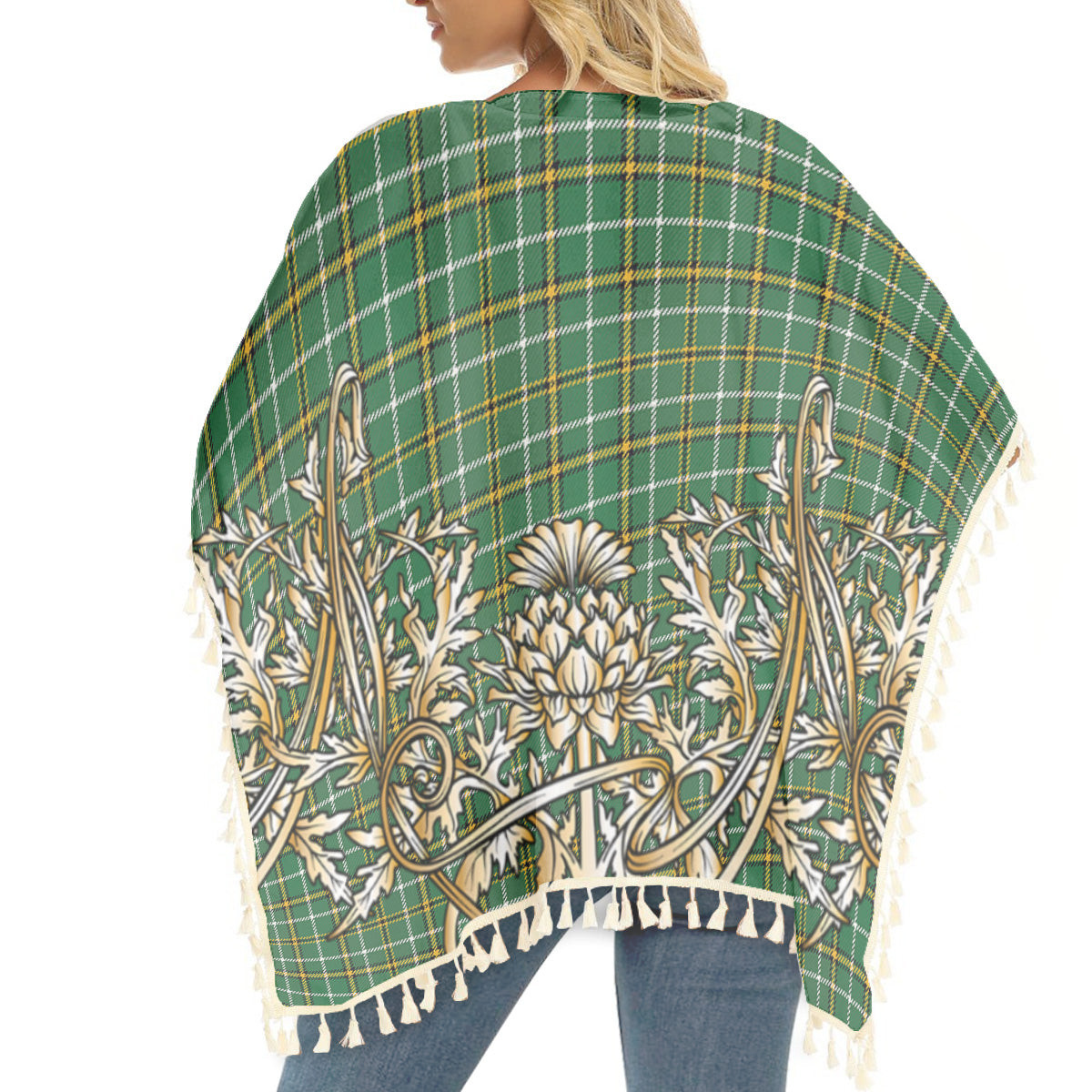 ScotsTee Shop Scottish Forrester Hunting Ancient Tartan Scotland Royal Golden Thistle Square Fringed Shawl