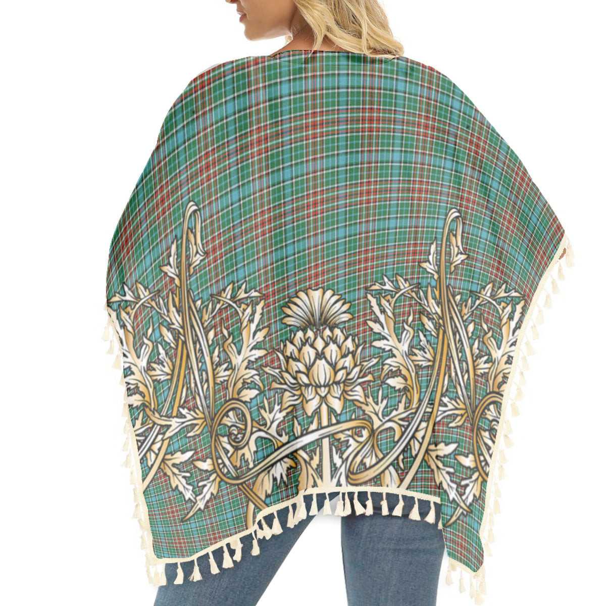 ScotsTee Shop Scottish Gayre Ancient Tartan Scotland Royal Golden Thistle Square Fringed Shawl