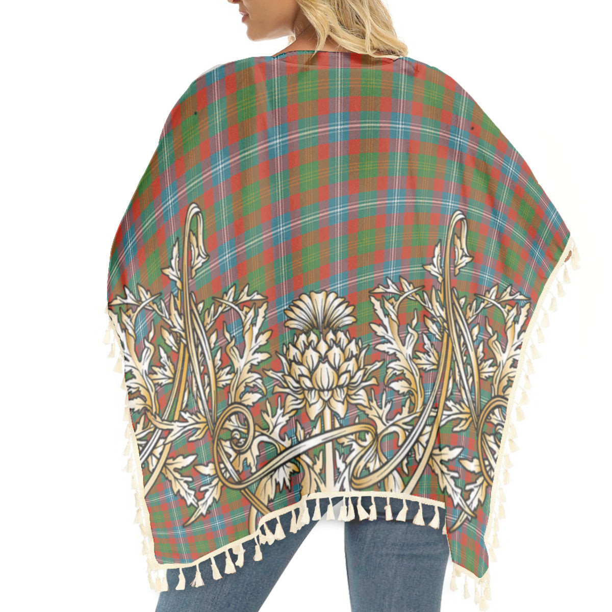 ScotsTee Shop Scottish Forrester Ancient Tartan Scotland Royal Golden Thistle Square Fringed Shawl