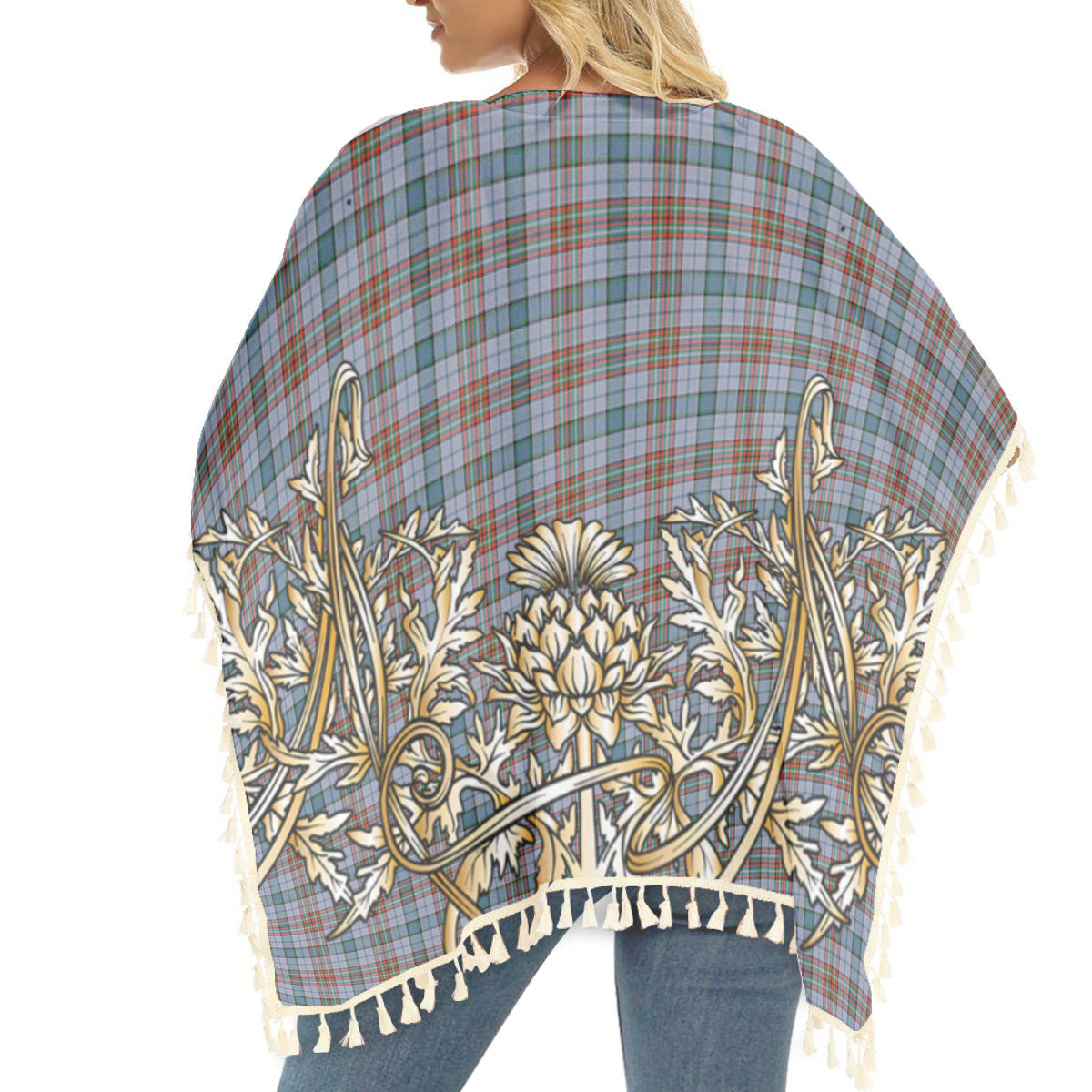 ScotsTee Shop Scottish Gayre Hunting Ancient Tartan Scotland Royal Golden Thistle Square Fringed Shawl