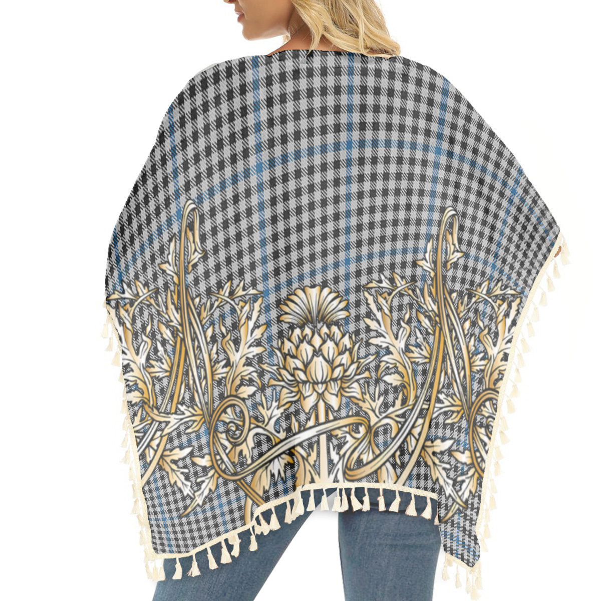 ScotsTee Shop Scottish Gladstanes Tartan Scotland Royal Golden Thistle Square Fringed Shawl
