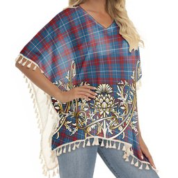 ScotsTee Shop Scottish Frame Tartan Scotland Royal Golden Thistle Square Fringed Shawl