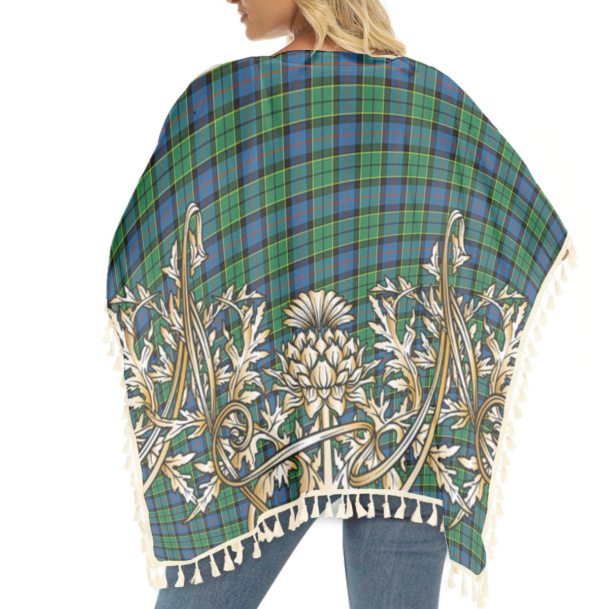 ScotsTee Shop Scottish Forsyth Ancient Tartan Scotland Royal Golden Thistle Square Fringed Shawl