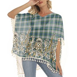 ScotsTee Shop Scottish Fraser Arisaid Tartan Scotland Royal Golden Thistle Square Fringed Shawl