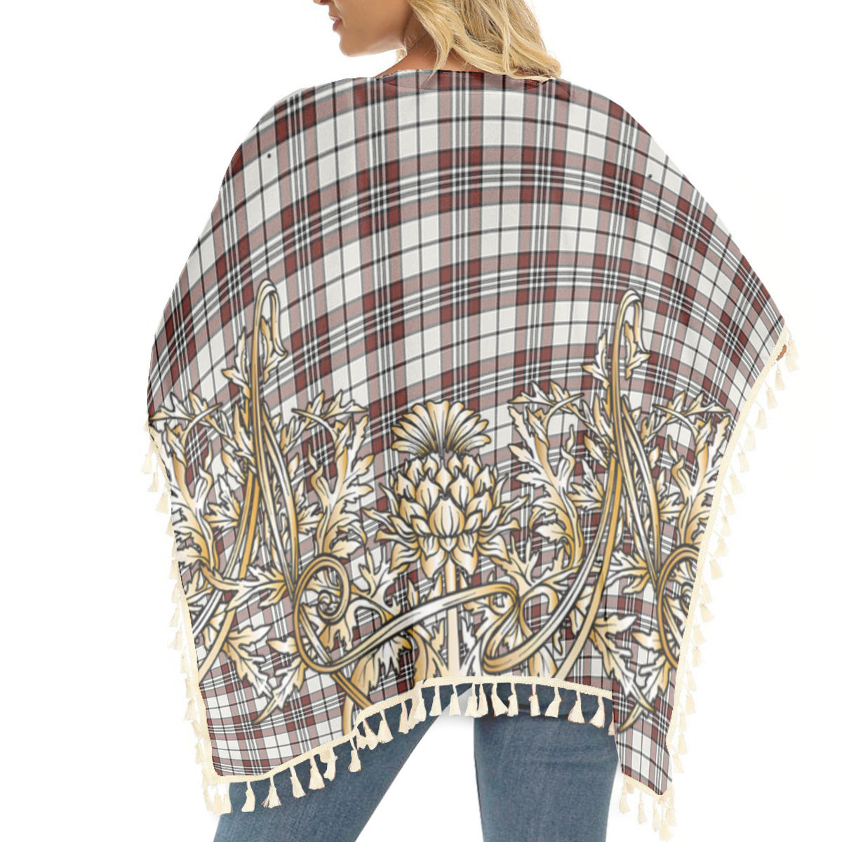 ScotsTee Shop Scottish Dunbar Plaid Ancient Tartan Scotland Royal Golden Thistle Square Fringed Shawl