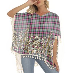 ScotsTee Shop Scottish Dundee Pink Variation Modern Clan Tartan Scotland Royal Golden Thistle Square Fringed Shawl