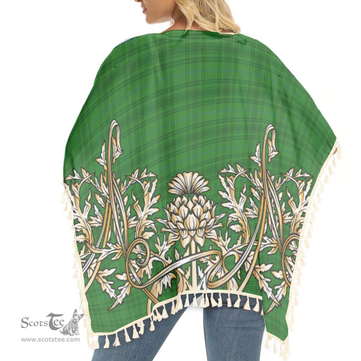 ScotsTee Shop Scottish Gates Hunting Tartan Scotland Royal Golden Thistle Square Fringed Shawl
