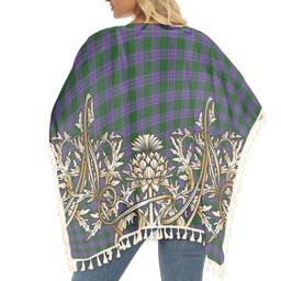 ScotsTee Shop Scottish Elphinstone Tartan Scotland Royal Golden Thistle Square Fringed Shawl