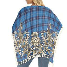 ScotsTee Shop Scottish Douglas Variation Tartan Scotland Royal Golden Thistle Square Fringed Shawl