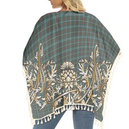 ScotsTee Shop Scottish Dundee Green Tartan Scotland Royal Golden Thistle Square Fringed Shawl
