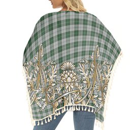 ScotsTee Shop Scottish Erskine Green Tartan Scotland Royal Golden Thistle Square Fringed Shawl