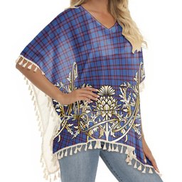 ScotsTee Shop Scottish Elliot Modern Tartan Scotland Royal Golden Thistle Square Fringed Shawl