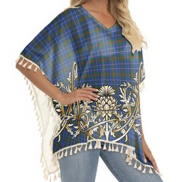 ScotsTee Shop Scottish Edmonstone Tartan Scotland Royal Golden Thistle Square Fringed Shawl