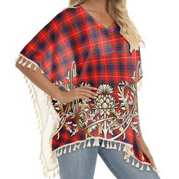 ScotsTee Shop Scottish Fraser Modern SC Tartan Scotland Royal Golden Thistle Square Fringed Shawl