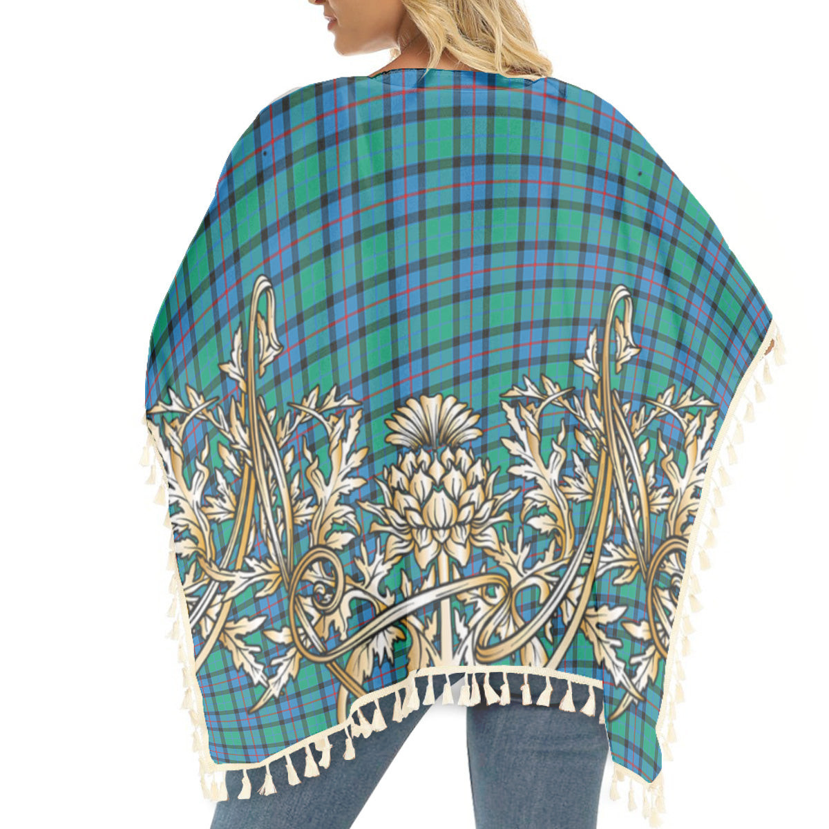 ScotsTee Shop Scottish Flower Of Scotland SC Tartan Scotland Royal Golden Thistle Square Fringed Shawl