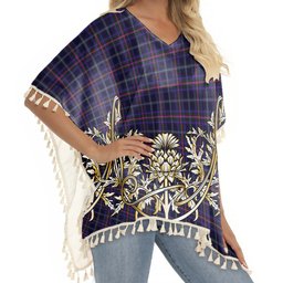 ScotsTee Shop Scottish Fitzgerald Hunting Tartan Scotland Royal Golden Thistle Square Fringed Shawl