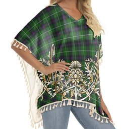 ScotsTee Shop Scottish Donald of The Isles Tartan Scotland Royal Golden Thistle Square Fringed Shawl