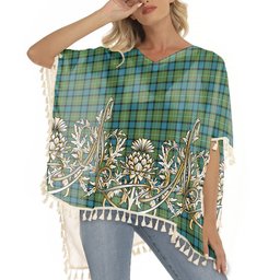 ScotsTee Shop Scottish Ferguson Ancient Clan Tartan Scotland Royal Golden Thistle Square Fringed Shawl
