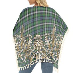 ScotsTee Shop Scottish Farquharson Dress Ancient Tartan Scotland Royal Golden Thistle Square Fringed Shawl